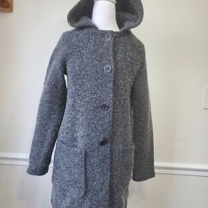Maria Sole, Elegant Charcoal Teddy Jacket. Made In Italy